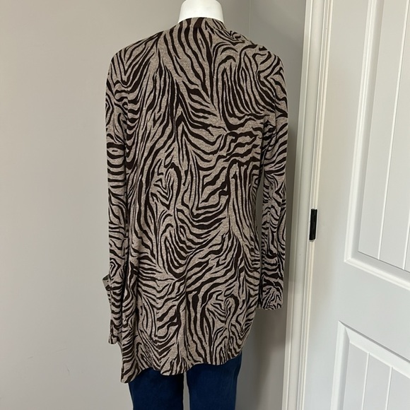 LAFAYETTE 148 Cashmere Brown Zebra Print Cardigan Sweater SET Sz M Shell Sz L - Picture 7 of 12